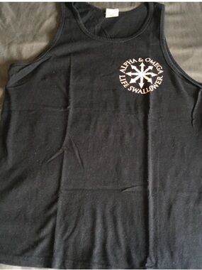 Alpha & Omega Life Swallower Black Graphic Tank Top